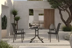 Best BasicPlus Pro Balkon-Set, anthrazit, Aluminium/Textilene/KETTALUX, 80 x 80 cm, 2 Stapelstühle Balkonmöbel-Set