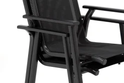 Best BasicPlus Pro Balkon-Set, anthrazit, Aluminium/Textilene/KETTALUX, 80 x 80 cm, 2 Stapelstühle Balkonmöbel-Set