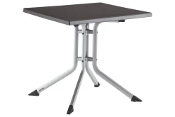 BasicPlus Pro Balkon-Set, silber/anthrazit, Aluminium/KETTALUX/Textilene, Tisch 70 x 70 cm, 2 Stapelsessel Balkonmöbel-Set|Aluminium-Gartenmöbel