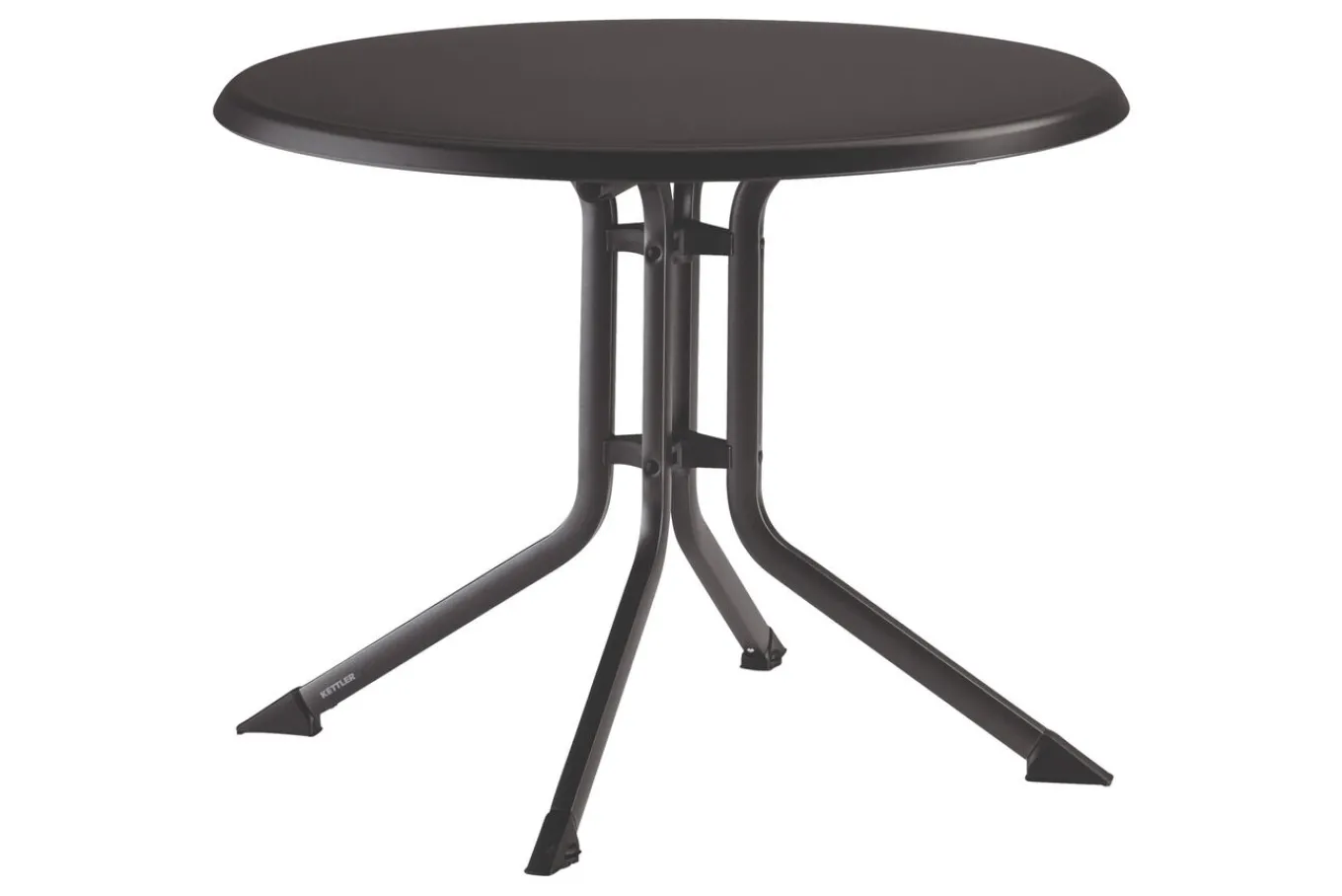 New BasicPlus Pro Balkon-Set, anthrazit, Aluminium/KETTALUX/Textilene, Tisch Ø 70 cm, 2 Klappstühle, schmutzabweisend Balkonmöbel-Set