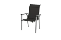 Best BasicPlus Pro Balkon-Set, silber/anthrazit, Aluminium/Textilene/KETTALUX, Tisch Ø 70 cm, klappbar, 2 Stapelsessel Balkonmöbel-Set|Aluminium-Gartenmöbel