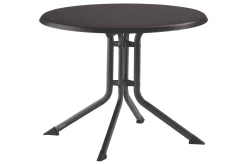 Discount BasicPlus Pro Balkon-Set, anthrazit, Aluminium/KETTALUX/Textilene, Tisch Ø 70 cm, rund, 2 Stapelsessel Balkonmöbel-Set|Aluminium-Gartenmöbel
