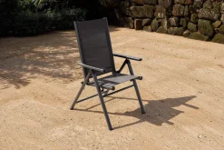 Sale BasicPlus Pro Balkon-Set, anthrazit, Alu/Textilene, Ø100 x 74 cm, 2 Klappstühle, geeignet für Balkone Garten-Essgruppen
