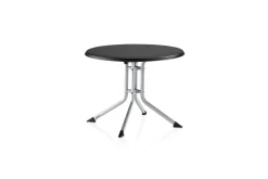 Sale BasicPlus Pro Balkon-Set, silber/anthrazit, Alu/Textilene, Tisch Ø100 cm, 2 Klappstühle Garten-Essgruppen