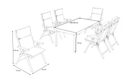 New BasicPlus Pro Garten-Essgruppe, anthrazit, Alu/Textilene/Glas, Tisch ausziehbar 180/240 cm, 6 Klappstühle inkl. Auflagen Garten-Essgruppen