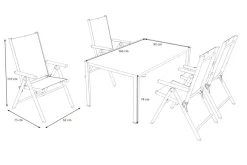 Best BasicPlus Pro Garten-Essgruppe, silber/anthrazit, Alu/Textilene, Tisch 160 x 95 cm, 4 Klappstühle Garten-Essgruppen