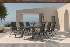 Clearance BasicPlus Pro Garten-Essgruppe, 6 Personen, ausziehbarer Tisch 160–260 cm, Alu/Textilene, Exklusivmodell Garten-Essgruppen