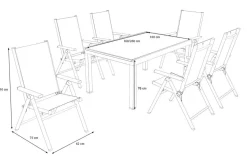 Clearance BasicPlus Pro Garten-Essgruppe, 6 Personen, ausziehbarer Tisch 160–260 cm, Alu/Textilene, Exklusivmodell Garten-Essgruppen