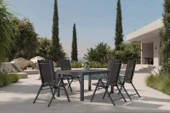 Clearance BasicPlus Pro Garten-Essgruppe, 6 Personen, ausziehbarer Tisch 160–260 cm, Alu/Textilene, Exklusivmodell Garten-Essgruppen