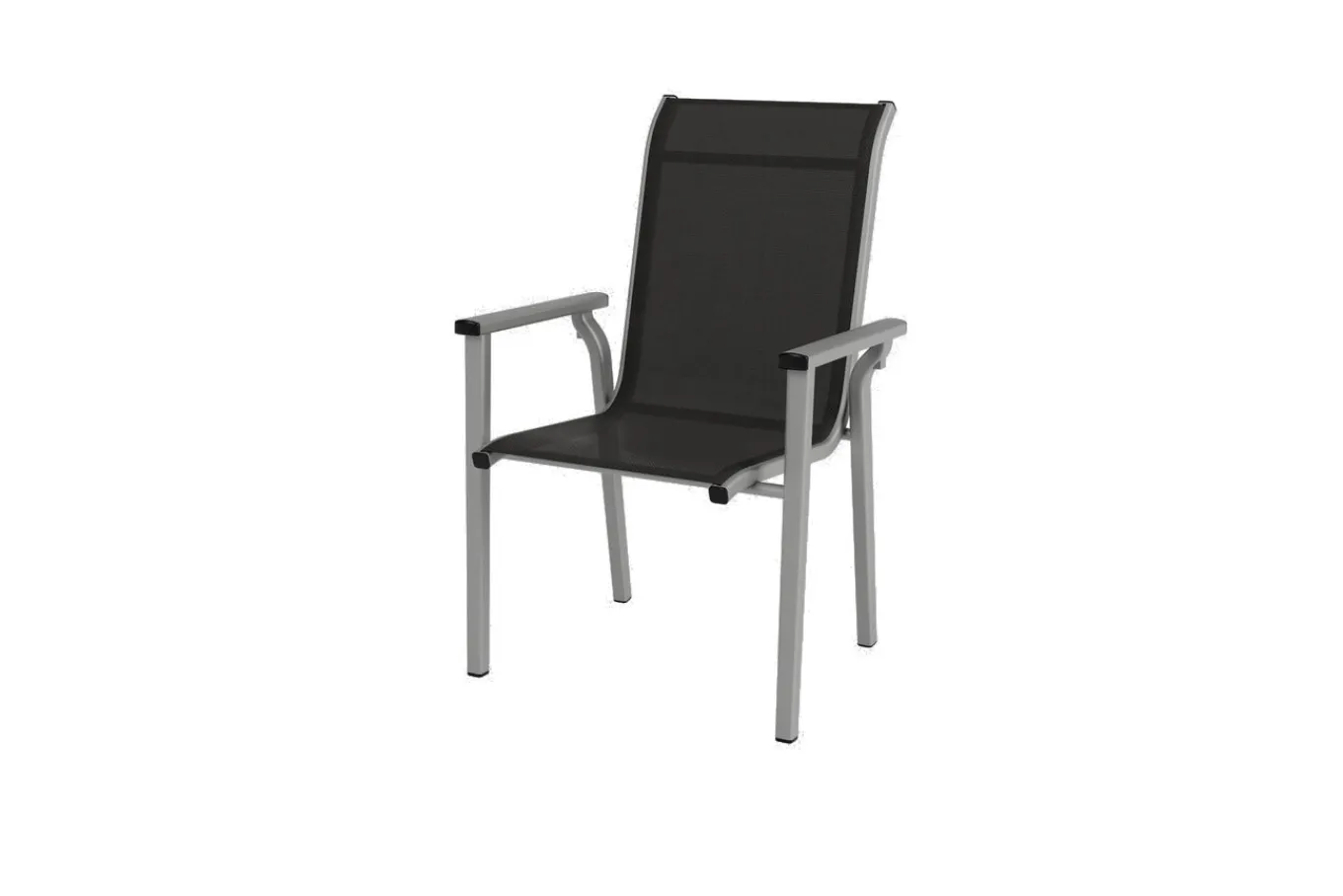 Sale BasicPlus Pro Garten-Essgruppe, silber/anthrazit, Alu/Textilene, Tisch 160 x 90 cm, 6 Stapelsessel Garten-Essgruppen