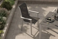 Sale BasicPlus Pro Garten-Essgruppe, silber/anthrazit, Alu/Textilene, Tisch 160 x 90 cm, 6 Stapelsessel Garten-Essgruppen