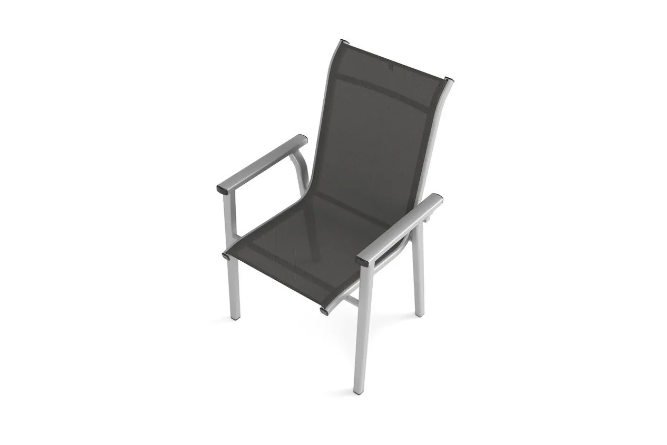 Sale BasicPlus Pro Garten-Essgruppe, silber/anthrazit, Alu/Textilene, Tisch 160 x 90 cm, 6 Stapelsessel Garten-Essgruppen