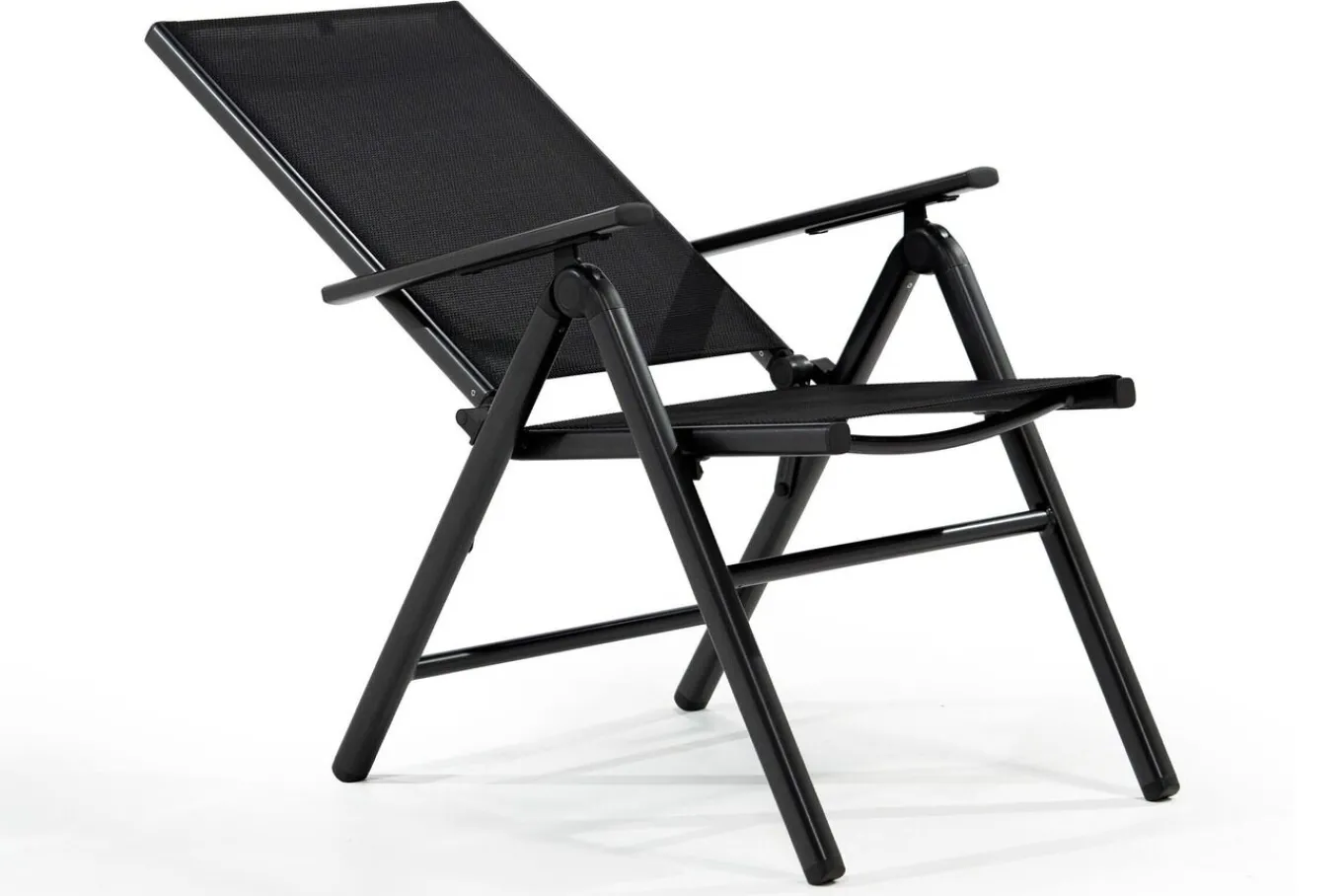 New BasicPlus Pro Garten-Essgruppe, anthrazit/natur, Alu/Textilene/Glas, Tisch ausziehbar 180/240 cm, 6 Klappstühle inkl. Auflagen Garten-Essgruppen