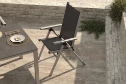 Clearance BasicPlus Pro Garten-Essgruppe, silber/anthrazit, Alu/Textilene, Spraystone-Tischplatte 180/280 x 100 cm, 8 Klappstühle Garten-Essgruppen