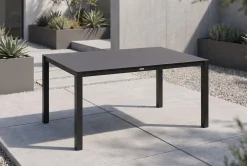 Hot BasicPlus Pro Garten-Essgruppe, anthrazit, Alu/Textilene/Spraystone, Tisch 160 x 95 cm, 6 Klappstühle Garten-Essgruppen
