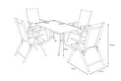 Clearance BasicPlus Pro Garten-Essgruppe, anthrazit, Alu/Textilene, klappbarer Tisch 140 x 95 cm, 4 Klappstühle Garten-Essgruppen