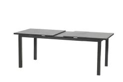 Discount BasicPlus Pro Garten-Essgruppe, anthrazit, Alu/Textilene/Spraystone, ausziehbare Tischplatte 180/240 x 100 cm, 6 Klappstühle Garten-Essgruppen