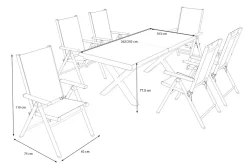 New BasicPlus Pro Garten-Essgruppe, 6 Personen, ausziehbarer Tisch 200–260 cm, Aluminium/Textilene Garten-Essgruppen