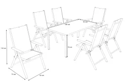 Discount BasicPlus Pro Garten-Essgruppe, silber/anthrazit, Alu/Textilene, Tischplatte 160 x 95 cm, 6 Klappstühle Garten-Essgruppen