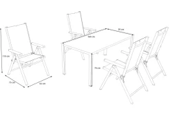 Hot BasicPlus Pro Garten-Essgruppe, silber/anthrazit, Alu/Textilene/Sicherheitsglas, 160 x 95 cm, 4 Klappstühle Garten-Essgruppen