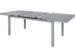 Discount BasicPlus Pro Garten-Essgruppe, silber/anthrazit, Alu/Textilene, ausziehbarer Tisch 180/240 x 100 cm, 6 Stapelsessel Garten-Essgruppen