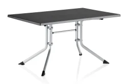 Best BasicPlus Pro Garten-Essgruppe, anthrazit/silber, Alu/Textilene/KETTALUX, Tisch 140 x 95 cm, 2 Klappstühle Garten-Essgruppen