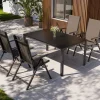 Clearance BasicPlus Pro Garten-Essgruppe, anthrazit/silber, Alu/Textilene, 160 x 95 cm, 4 Klappstühle Garten-Essgruppen