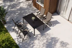 Clearance BasicPlus Pro Garten-Essgruppe, anthrazit/silber, Alu/Textilene, 160 x 95 cm, 4 Klappstühle Garten-Essgruppen