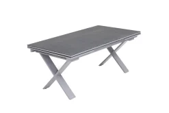 Sale BasicPlus Pro Garten-Essgruppe, silber/anthrazit, Alu/Textilene, ausziehbarer Tisch 180/280 x 100 cm, 8 Stapelsessel Garten-Essgruppen