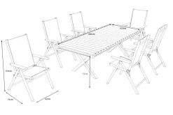 New BasicPlus Pro Garten-Essgruppe mit LED-Beleuchtung, anthrazit/natur, Alu/Holzimitat, 240 x 100 cm, 6 Klappstühle Garten-Essgruppen|Aluminium-Gartenmöbel