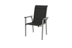 Sale BasicPlus Pro Garten-Essgruppe, silber/anthrazit, Alu/Textilene, Esstisch 160 x 95 cm, 6 Stapelsessel Garten-Essgruppen