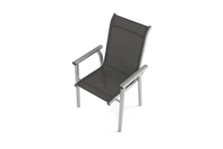 Sale BasicPlus Pro Garten-Essgruppe, silber/anthrazit, Alu/Textilene, Esstisch 160 x 95 cm, 6 Stapelsessel Garten-Essgruppen