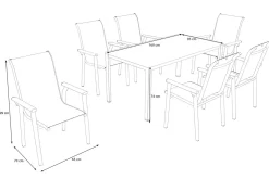 Sale BasicPlus Pro Garten-Essgruppe, silber/anthrazit, Alu/Textilene, Esstisch 160 x 95 cm, 6 Stapelsessel Garten-Essgruppen