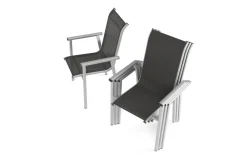 Outlet BasicPlus Pro Garten-Essgruppe, silber/anthrazit, Alu/Textilene, Esstisch 160 x 95 cm, 4 Stapelsessel Garten-Essgruppen