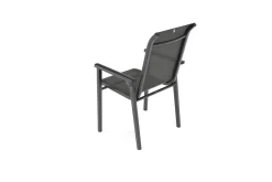 Discount BasicPlus Pro Garten-Essgruppe, anthrazit/natur, Alu/Holzimitat, LED-Beleuchtung, Tischplatte 240 x 100 cm, 4 Stapelsessel Garten-Essgruppen