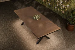 Discount BasicPlus Pro Garten-Essgruppe, anthrazit/natur, Alu/Holzimitat, LED-Beleuchtung, Tischplatte 240 x 100 cm, 4 Stapelsessel Garten-Essgruppen