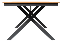 Discount BasicPlus Pro Garten-Essgruppe, anthrazit/natur, Alu/Holzimitat, LED-Beleuchtung, Tischplatte 240 x 100 cm, 4 Stapelsessel Garten-Essgruppen