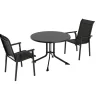 BasicPlus Pro Garten-Essgruppe, anthrazit, Aluminium/Textilene/KETTALUX, Ø 100 x 74 cm, 2 Stapelsessel Garten-Essgruppen