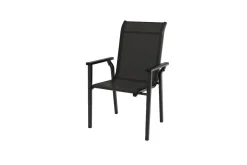 Sale BasicPlus Pro Garten-Essgruppe, anthrazit/schwarz, Alu/Textilene/Steinimitat, 200/260 x 100 cm, 6 Stapelstühle Garten-Essgruppen