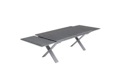 Best BasicPlus Pro Garten-Essgruppe, silber/anthrazit, Alu/Textilene, ausziehbarer Tisch 180/280 x 100 cm, 6 Stapelsessel Garten-Essgruppen