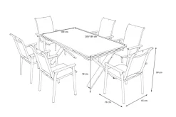 Best BasicPlus Pro Garten-Essgruppe, silber/anthrazit, Alu/Textilene, ausziehbarer Tisch 180/280 x 100 cm, 6 Stapelsessel Garten-Essgruppen