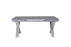 Best BasicPlus Pro Garten-Essgruppe, silber/anthrazit, Alu/Textilene, ausziehbarer Tisch 180/280 x 100 cm, 6 Stapelsessel Garten-Essgruppen