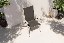 Best BasicPlus Pro Klappstuhl, silber/anthrazit, Aluminium/Textilene, 75 x 62 x 110 cm, klappbar Gartenstühle & Gartensessel