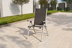 Best BasicPlus Pro Klappstuhl, silber/anthrazit, Aluminium/Textilene, 75 x 62 x 110 cm, klappbar Gartenstühle & Gartensessel