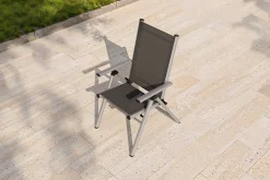 Best BasicPlus Pro Klappstuhl, silber/anthrazit, Aluminium/Textilene, 75 x 62 x 110 cm, klappbar Gartenstühle & Gartensessel