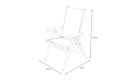 Best BasicPlus Pro Klappstuhl, silber/anthrazit, Aluminium/Textilene, 75 x 62 x 110 cm, klappbar Gartenstühle & Gartensessel