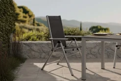 Best BasicPlus Pro Klappstuhl, silber/anthrazit, Aluminium/Textilene, 75 x 62 x 110 cm, klappbar Gartenstühle & Gartensessel