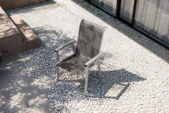 Online BasicPlus Pro Stapelsessel, silber/anthrazit, Aluminium/Textilene, 70 x 65 x 99 cm, stapelbar Gartenstühle & Gartensessel