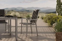 Online BasicPlus Pro Stapelsessel, silber/anthrazit, Aluminium/Textilene, 70 x 65 x 99 cm, stapelbar Gartenstühle & Gartensessel