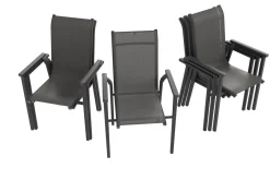 Online BasicPlus Pro Stapelsessel 6er-Set, anthrazit, Aluminium Textilene, 70 x 65 x 99 cm, stapelbar Aluminium-Gartenmöbel|Gartenstühle & Gartensessel